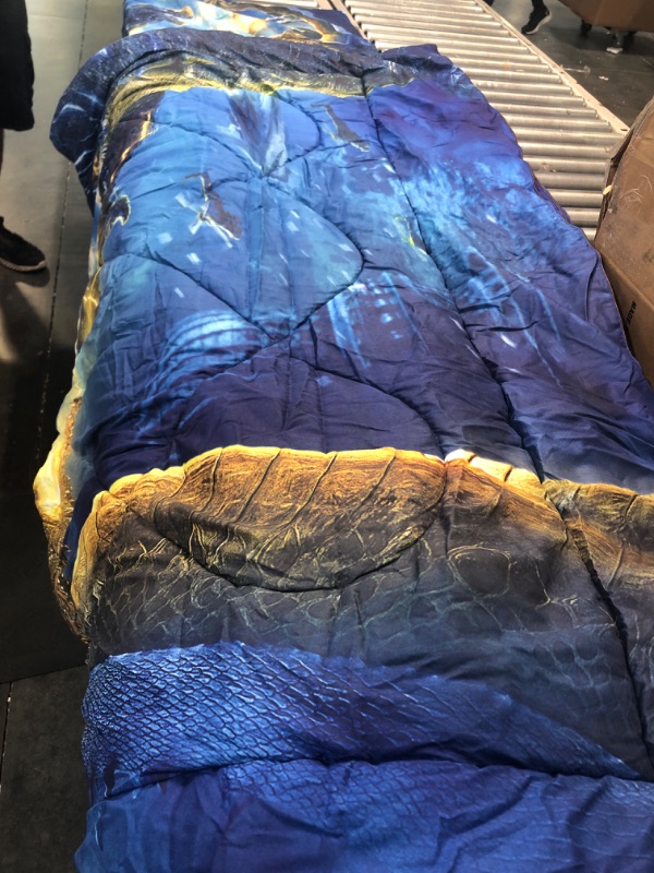 Photo 2 of ENCOFT Godzilla Comforter Set,Flying Dragon Bedding Sets 3D Print Godzilla Blue Comforter Set 3 Pieces with 2 Pillow Cases (Full, Blue)