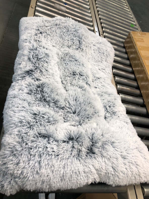 Photo 1 of BFPETHOME Dog Beds for Large Dogs, Plush Dog Crate Bed Fluffy Cozy Kennel Pad for Sleeping & Ease Anxiety, Washable Dog Mats with Anti-Slip Bottom for Large Medium Dogs 36(35 x 23 inch) Grey