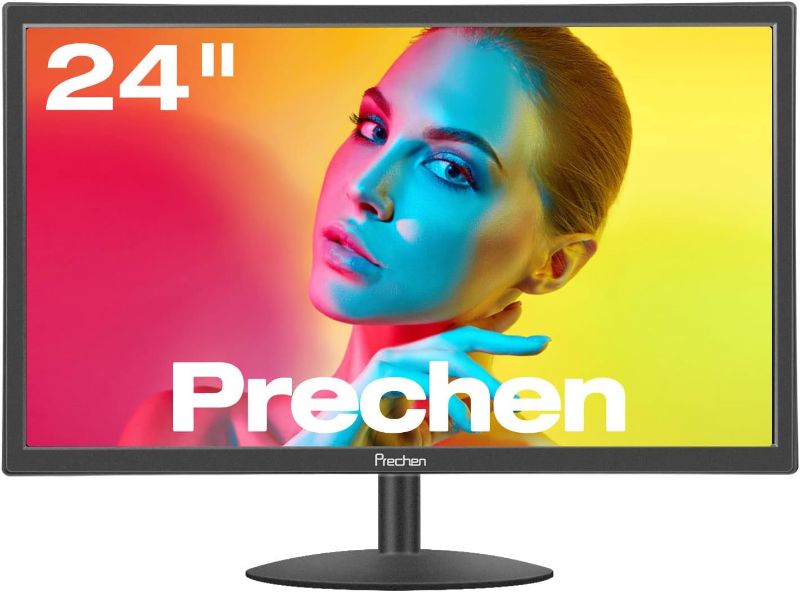 Photo 1 of Prechen 24 Inch Computer Monitor 75Hz PC Display, IPS FHD 1920 x 1080P Business Screen LED Desktop Monitor with HDMI and VGA Ports, 99% sRGB, 3000:1 Contrast Ratio, VESA Compatible, Eye Care, Black