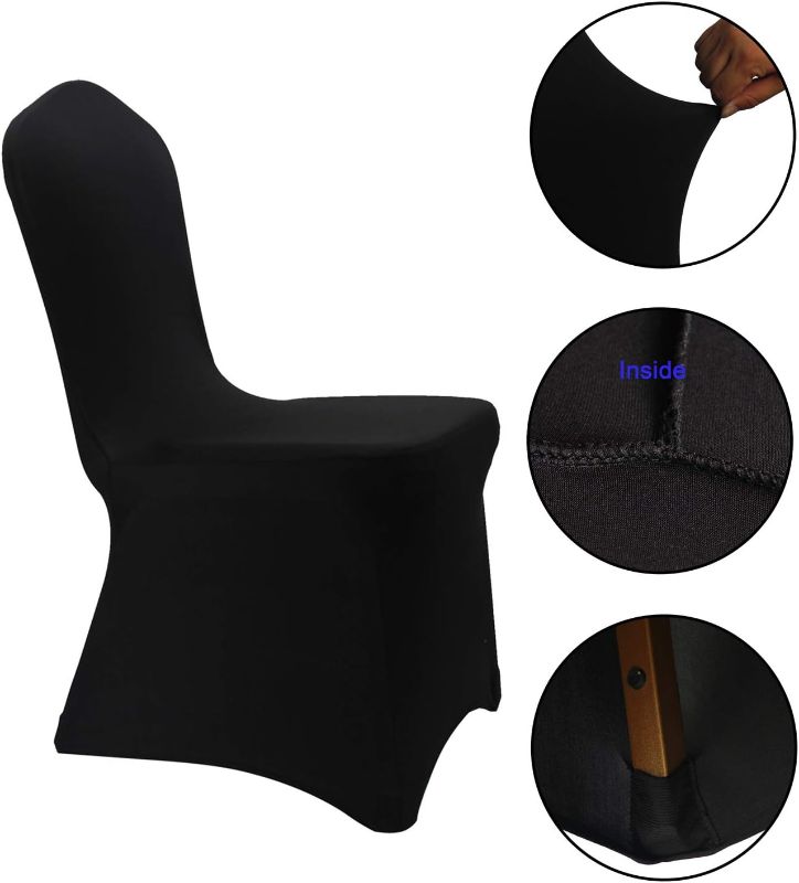 Photo 1 of WELMATCH Black Stretch Spandex Chair Covers Wedding Universal - 10 Pcs Banquet Wedding Party Dining Decoration Scuba Elastic Chair Cover (Black, 10)