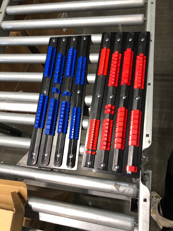 Photo 3 of AIRTOON 80-Piece Portable Socket Organizer Tray, 2 Pcs Set, Blue & Red, Tools Organizer 1/4-Inch, 3/8-Inch, 1/2-Inch, Heavy Duty Socket Holder, Black Rails, Blue & Red Clips