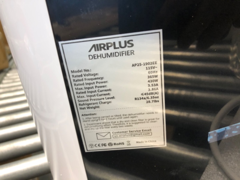 Photo 7 of AIRPLUS 70 Pints 4,500 Sq. Ft. Dehumidifier for Medium Spaces and Basements (AP1902)… black-bordered