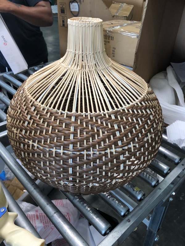 Photo 1 of Arturesthome Rattan Pendant Lights, Wicker Chandelier Boho Basket Lighting Fixture, Natural Woven Hanging Lamp for Kitchen Island Sink Coffee