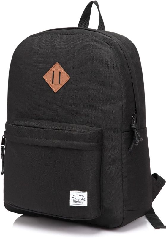 Photo 1 of VASCHY Lightweight Backpack for School, Classic Basic Water Resistant Casual Daypack for Travel with Bottle Side Pockets (Black)