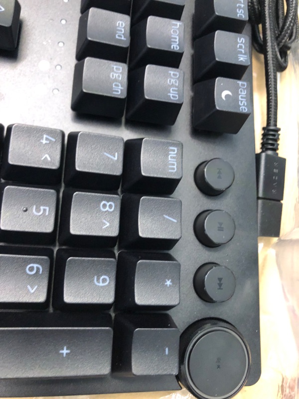 Photo 2 of Razer Huntsman V2 Optical Gaming Keyboard: Fastest Clicky Optical Switches w/Quick Keystrokes - Doubleshot PBT Keycaps - Dedicated Media Keys & Dial - Ergonomic (Renewed), Black