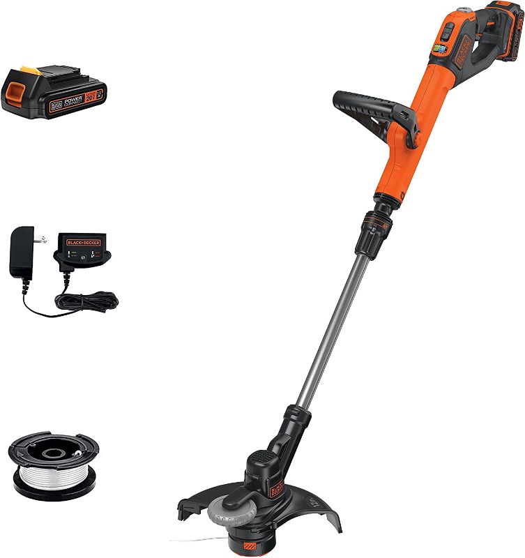 Photo 1 of BLACK+DECKER 20V MAX String Trimmer and Edger, Cordless, 12 Inch, 2-Speed Control, 2 Batteries, Charger, and Spool Included (LSTE525)