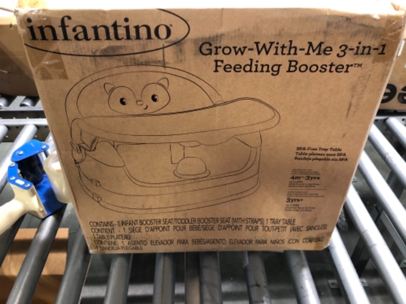 Photo 1 of Infantino Grow-with-Me 4-in-1 Two-Can-Dine Feeding Booster Seat, Fox-Theme, Space-Saving Design, Infant Booster for 4M+, Toddler Seat for 3Y+