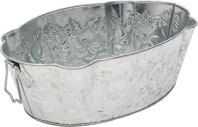 Photo 1 of Achla Designs C-52 Embossed Oval Galvanized Steel Tub