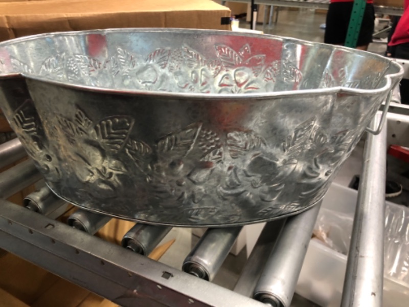 Photo 3 of Achla Designs C-52 Embossed Oval Galvanized Steel Tub