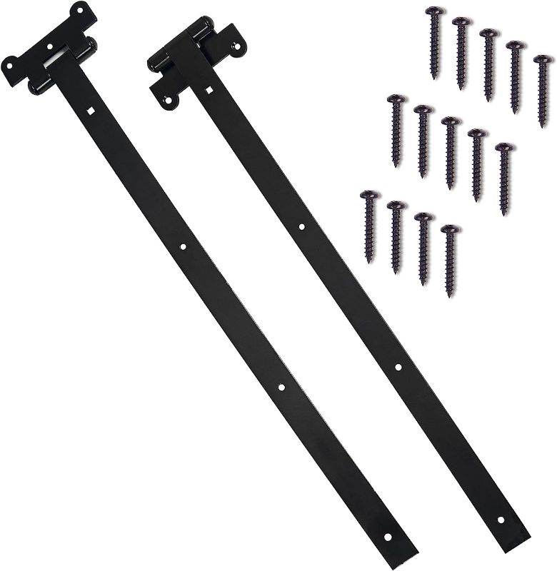 Photo 1 of 4.8 4.8 out of 5 stars 6 Reviews
DIYWorld 24" Black Door Hinges – 2Pcs Gate Hinges with 14 Mounting Screws – Heavy Duty 4mm Thick Iron Construction with Black Powder Coating – Ideal for Gates, Sheds, Barns