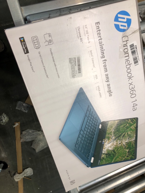 Photo 2 of HP Laptop X360 14a Chromebook 14" HD Touchscreen, Entertaining from Any Angle Intel Celeron, 4GB DDR4 64GB eMMC WiFi Webcam Stereo Speakers Bluetooth 4.2 Chrome Blue Metallic Color