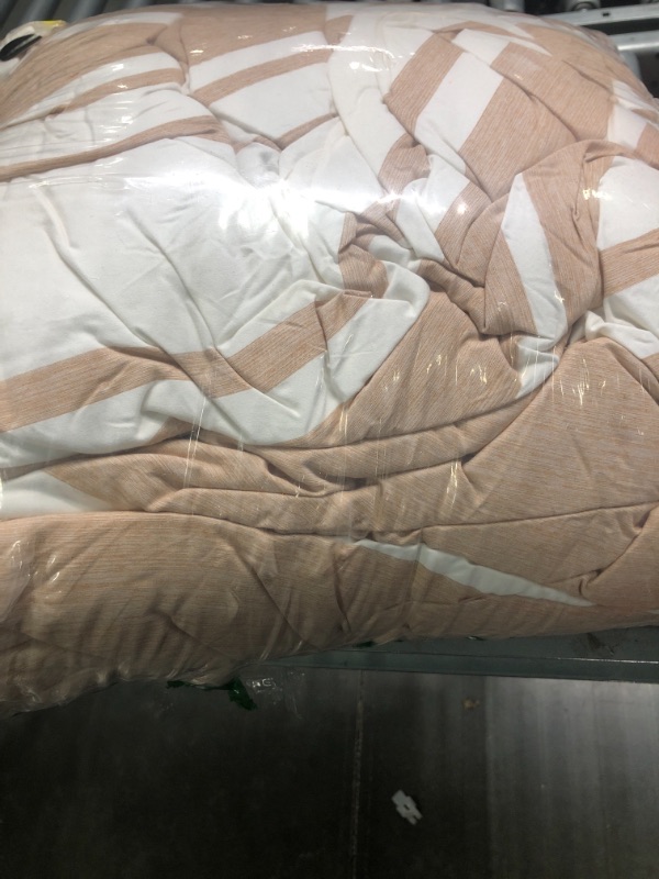 Photo 1 of Bedsure Bed in a Bag Queen Size 7 Pieces, Burnt Orange White Striped Bedding Comforter Sets All Season Bed Set, 2 Pillow Shams, Flat Sheet, Fitted Sheet and 2 Pillowcases