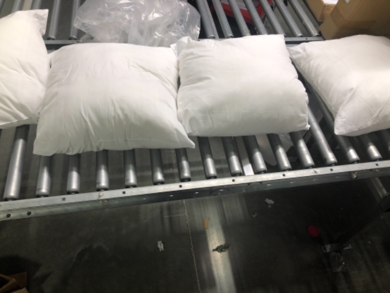 Photo 3 of  4 Packs 18" x 18" Premium White Throw Pillow Insert Hypoallergenic High-Resilient PP Cotton Stuffer Pillow Insert Square Form Sham Stuffer Decorative Pillow, Cushion (18" x 18")