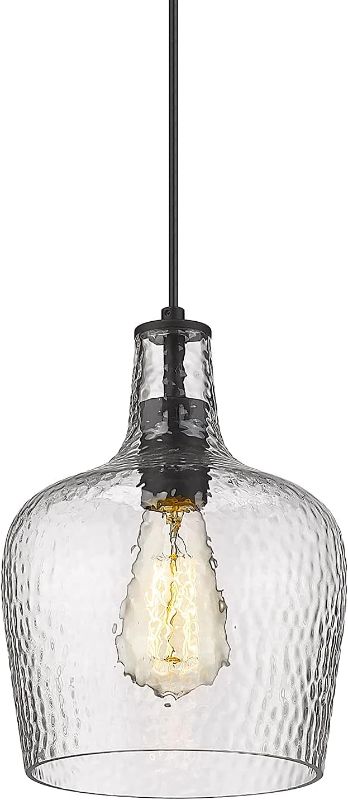 Photo 1 of AUTELO Glass Pendant Light 8" Modern Pendant Lighting Hanging Lamps for Kitchen Island with Hammered Glass Shade Hanging Light Fixture H9163