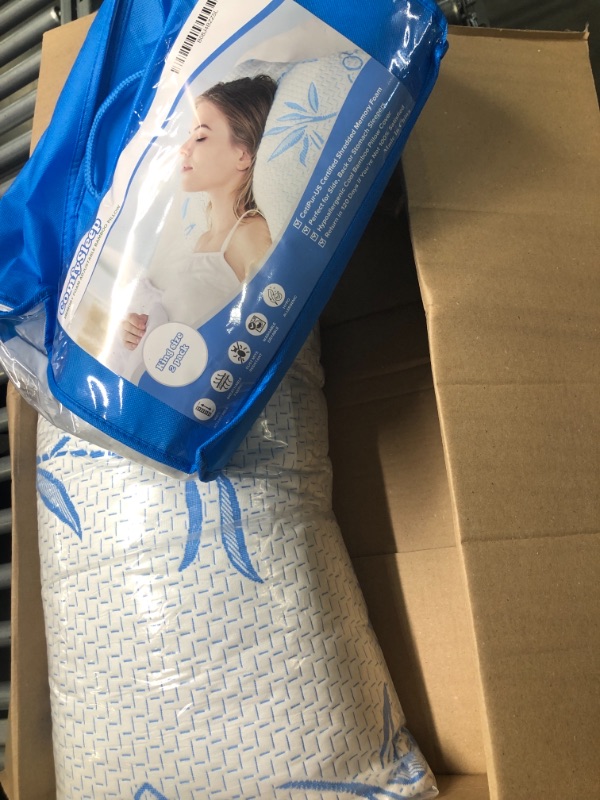 Photo 1 of 2 Pack King Bamboo Pillows for Sleeping, Shredded Memory Foam Adjustable Bamboo Bed Pillow with, Removable/Washable Bamboo Rayon Zipper Cover (King 2 Pack) King (Pack of 2)