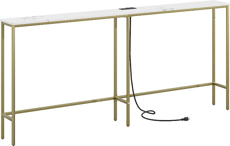 Photo 1 of 
Masupu 70.9 Inch Console Table with Power Outlet,Modern Narrow Long Sofa Table Behind Couch,Skinny Entry Table with Gold Metal Frame for Entryway,Living...