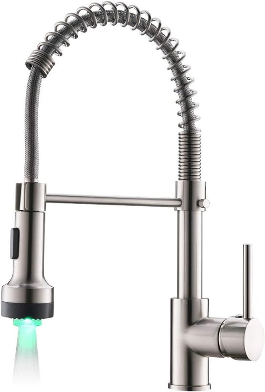 Photo 1 of AIMADI Modern Kitchen Faucet Pull Down Sprayer,Stainless Steel Single Handle Kitchen Sink Faucet with LED Light,Brushed Nickel