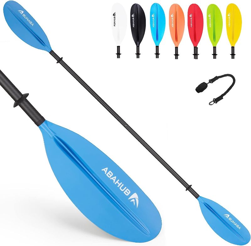 Photo 1 of Abahub 1 x Carbon Kayak Paddles, 90.5 Inches Kayaking Oars for Boating, Canoeing with Free Paddle Leash, Carbon Fiber Shaft Black/Blue/Green/Orange/Yellow/White/Red Plastic Blades