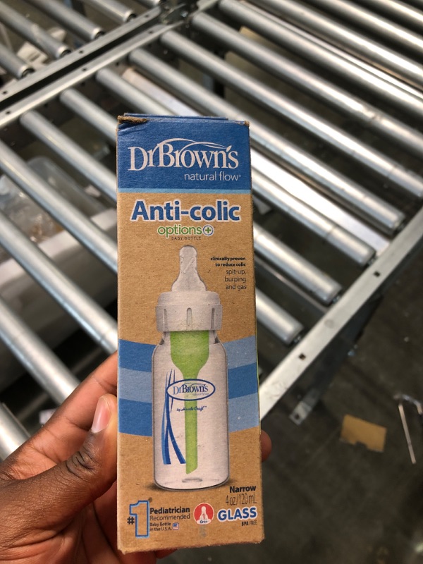 Photo 1 of Dr. Brown’s Natural Flow® Anti-Colic Options+™ Narrow Glass Baby Bottle 4 oz/120 mL, with Level 1 Slow Flow Nipple, 1 Pack, 0m+ 1-Pack, 4oz Glass Bottle