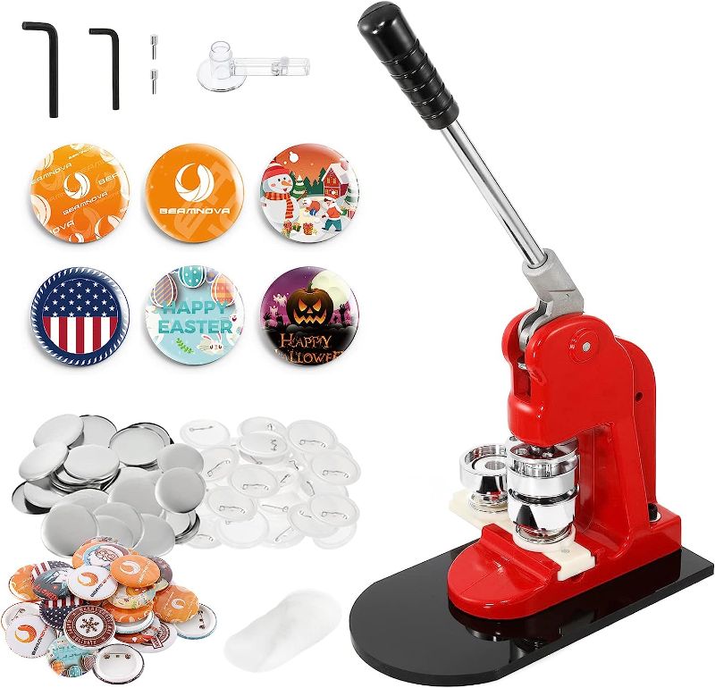Photo 1 of BEAMNOVA Button Maker Machine DIY Round Pin Maker Kit, 37mm / 1.46 in (About 1-1/2 Inch) Badge Press Machine with 1000 Button Parts Supplies 37mm/1.46in Machine + 1000 Button Parts