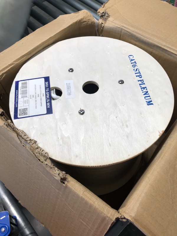 Photo 3 of Cat6 Plenum Shielded (CMP) Overall Foil Shield (F/UTP), 1000ft, 23AWG | 100% Solid Bare Copper | 550MHz | Bulk Ethernet Cable, Available in Blue, White & Black Color (White)