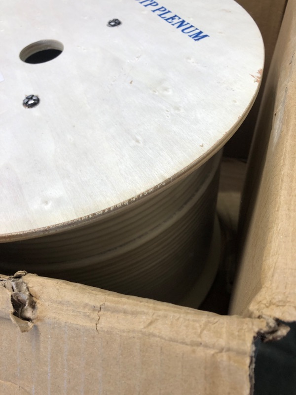 Photo 1 of Cat6 Plenum Shielded (CMP) Overall Foil Shield (F/UTP), 1000ft, 23AWG | 100% Solid Bare Copper | 550MHz | Bulk Ethernet Cable, Available in Blue, White & Black Color (White)