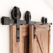 Photo 1 of 
ZEKOO 5 FT- 14 FT Bypass Sliding Barn Door Hardware Kit, Single Track, Double Wooden Doors Use, One-Piece Rail Flat Track Roller, Spoke Wheel Style (10 Feet)ZEKOO 5 FT- 14 FT Bypass Sliding Barn Door Hardware Kit, Single T…