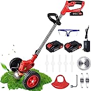 Photo 1 of 
Cordless Weeder Mower Battery Powered 21V 2000mAh, Electric Weeder Brush Cutter, Height Adjustable Edge Trimmer Mini Mower 3-in-1 Cutting Tool, 8 Blades, 1 Wheel, 2 Batteries, 1 ChargerCordless Weeder Mower Battery Powered 21V 2000mAh, Electric