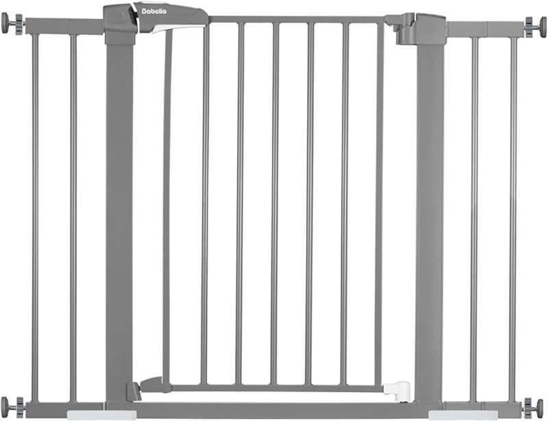 Photo 1 of BABELIO 26-40 Inch Easy Install Extra Wide Pressure Mounted Metal Baby Gate, No Drilling, No Tools Required, with Wall Protectors and Extenders (Black