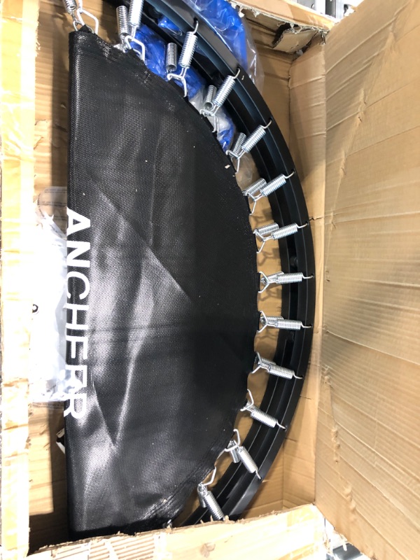 Photo 1 of ANCHEER 38 Inch Rebounder Trampoline for Adults and Kids, Foldable Mini Fitness Rebounder Trampoline with Safety Pad for Indoor Garden Workout Cardio Training Max Load 220lbs Blue 40 inch