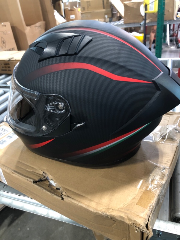 Photo 4 of KYPARA Full Face Motorcycle Helmet with Internal Tinted Visor & DOT Approved for Moped ATV Cruiser Scooter (Matt Red, Small) Matt Red Small