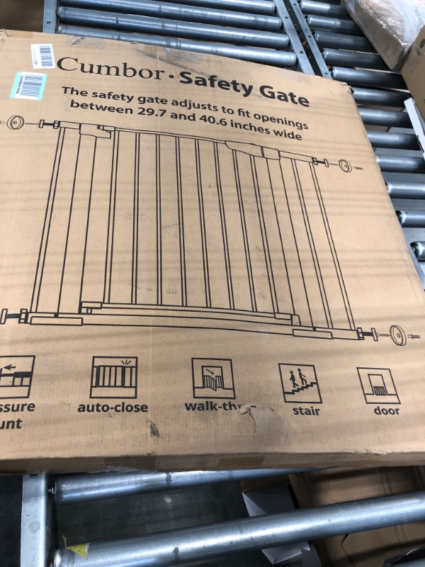 Photo 2 of Mom's Choice Awards Winner-Cumbor 29.5"-40.6" Width Pressure or Hardware Mounted Auto Close Safety Baby Gate, Durable Extra Wide Dog Gate for Stairs, Doorways, Easy Walk Thru Pet Gate for House 30.5" Tall Black