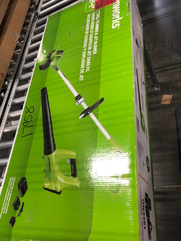 Photo 2 of Greenworks 24V Cordless String Trimmer and Blower Combo Pack with Extra Replacement Spools, 2Ah Battery and Charger Included