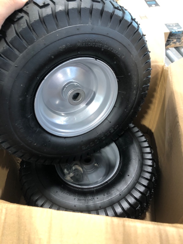 Photo 3 of (2 Pack) 15 x 6.00-6 Tire and Wheel Set - for Lawn Tractors with 3/4" Sintered iron bushings 15" x 6.00-6" Silver