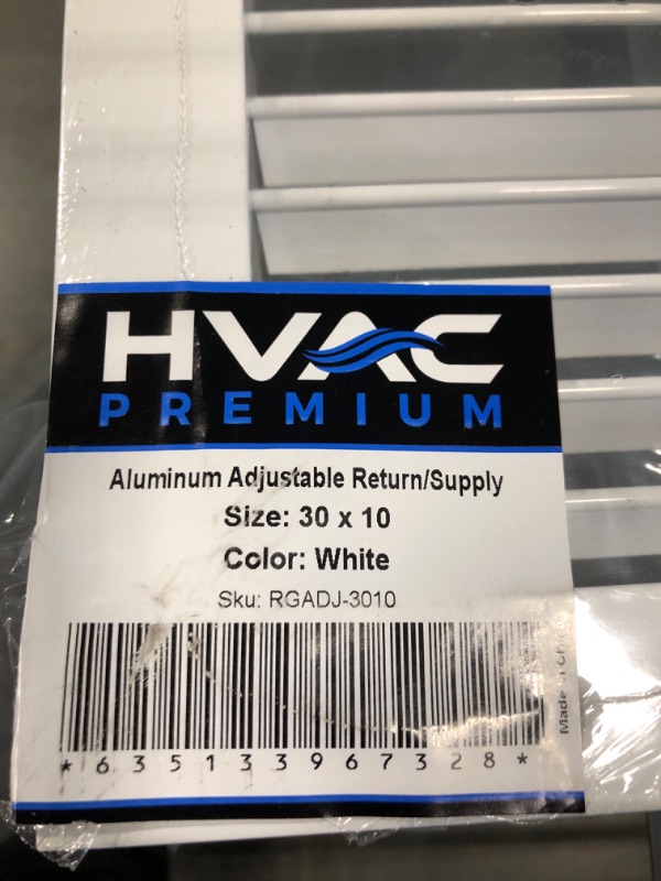 Photo 3 of 30"w X 10"h Aluminum Adjustable Return/Supply HVAC Air Grille - Full Control Horizontal Airflow Direction - Vent Duct Cover - Single Deflection [Outer Dimensions: 31.85"w X 11.85"h] 30 x 10