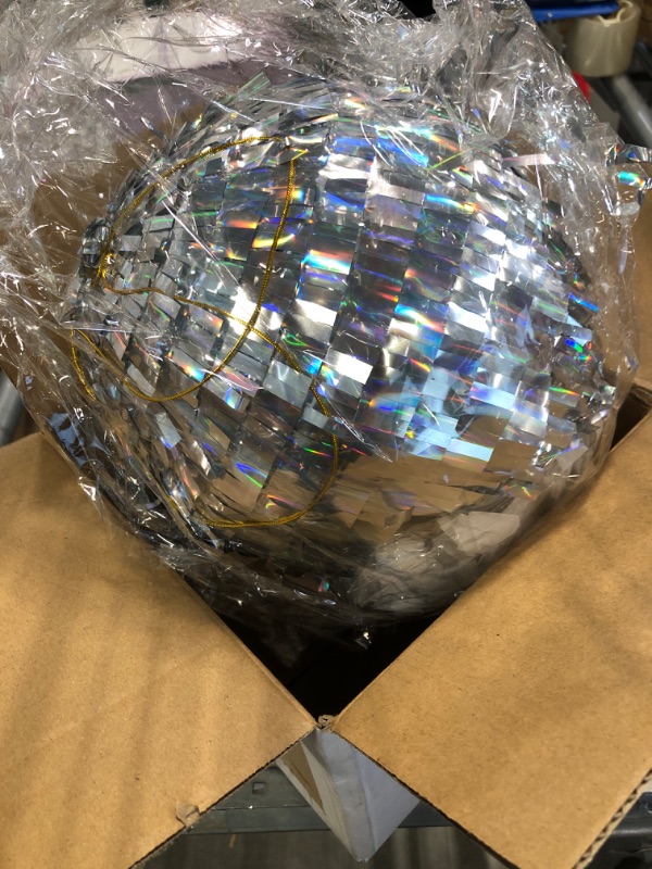 Photo 2 of 8 Inch Disco Ball Pinata Small Mirror Ball Pinata Disco Wedding Pinata with Blindfold and Confetti for Kids Adults Christmas Disco Party Decorations Game