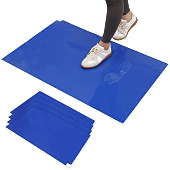 Photo 1 of CALPALMY 150 Sheets 24" x 36" Adhesive Mats - Sticky Mat for Laboratories, Homes, Construction Sites, and More - Remove Dust and Dirt from Shoes and Equipment Wheels -Blue
