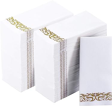 Photo 1 of [400 Pack]Vplus Paper Napkins Guest Towels Disposable Premium Quality 3-ply Dinner Napkins Disposable Soft, Absorbent, Party Napkins Wedding Napkins for Kitchen, Parties, Dinners or Events(Gold)
