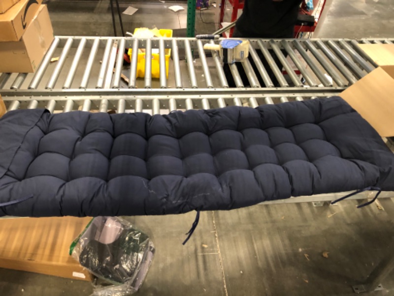 Photo 2 of 56x18 tufted bench seat cushion blue 