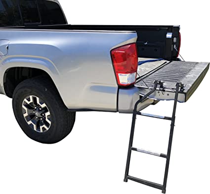 Photo 1 of Beech Lane Pickup Truck Tailgate Ladder - Universal Fit, Stainless Steel Self Drilling Hex Screws for Easy Install, Durable Aluminum Step Grip Plates, and Sturdy Rubber Ladder Feet