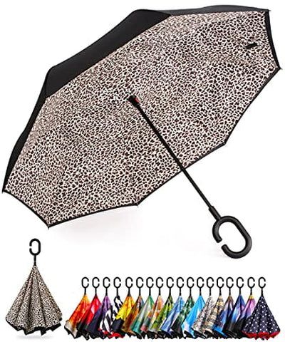 Photo 1 of BAGAIL Double Layer Inverted Umbrella Reverse Folding Umbrellas Windproof UV Protection Big Straight Umbrella for Car Rain Outdoor with C-Shaped Handle

