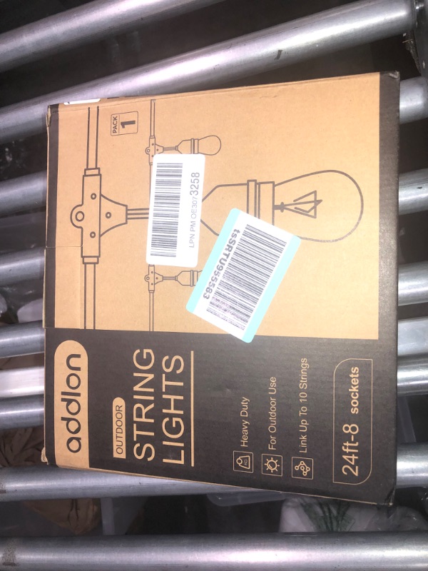 Photo 1 of addlon Outdoor String Lights Commercial Grade Weatherproof Strand Edison Vintage Bulbs, 24FT UL Listed Heavy-Duty Decorative Caf