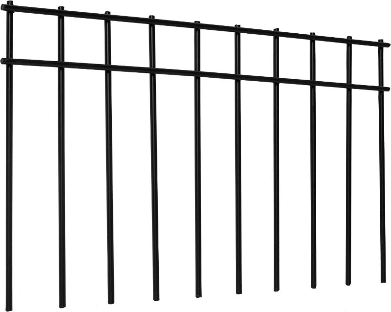 Photo 1 of (10 Pack) No Dig Animal Barrier Fence with 1.5inch Spike Spacing, 4 Gauge Black Powder Coated Steel - Underground Decorative Dog Fence Ground Stakes Defence for Outdoor Garden Yard Patio