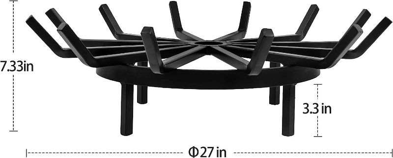 Photo 1 of Amagabeli 27in Fire Grate Log Grate Wrought Iron Fire Pit Round Spider Wagon Wheel Firewood Heavy Duty 0.7in Bar Fireplace Stove Burning Rack Holder 4Legs Chimney Hearth Kindling Stacking BG275