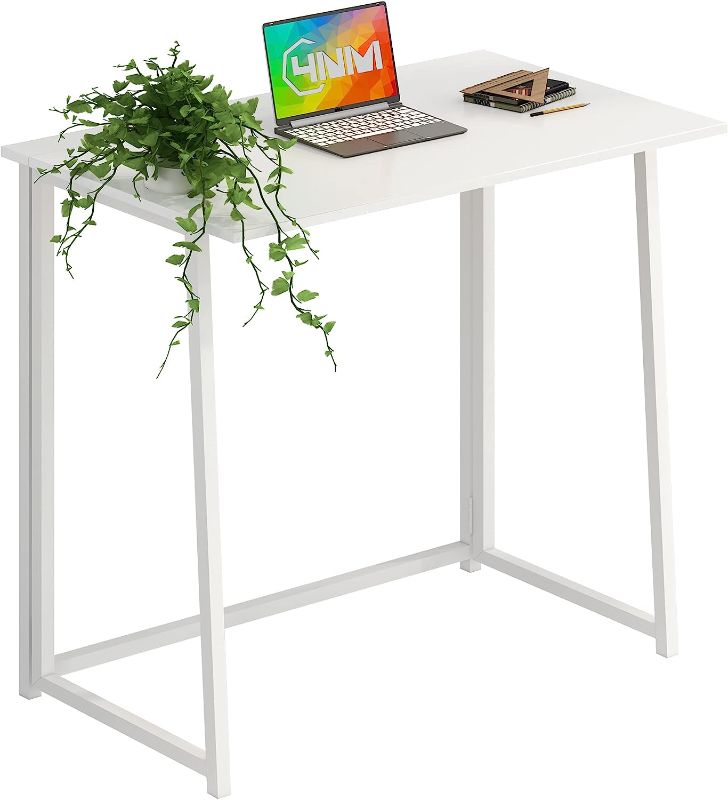Photo 1 of 4NM 31.5" Small Folding Desk, Simple Assembly Computer Desk Home Office Desk Study Writing Table for Small Space Offices - All White