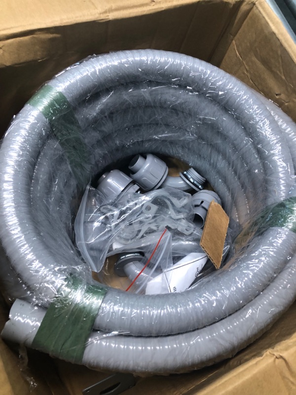 Photo 2 of Yariwiz 1/2 inch PVC Electrical Flexible Conduit 25 Feet with 3 PCS of Straight Adapters, 3 PCS of 90 Degree Elbows and 7 PCS of Pipe Straps, Liquid-Tight Flexible Non-Metallic Conduit UL Listed 1/2 inch-25ft Kit