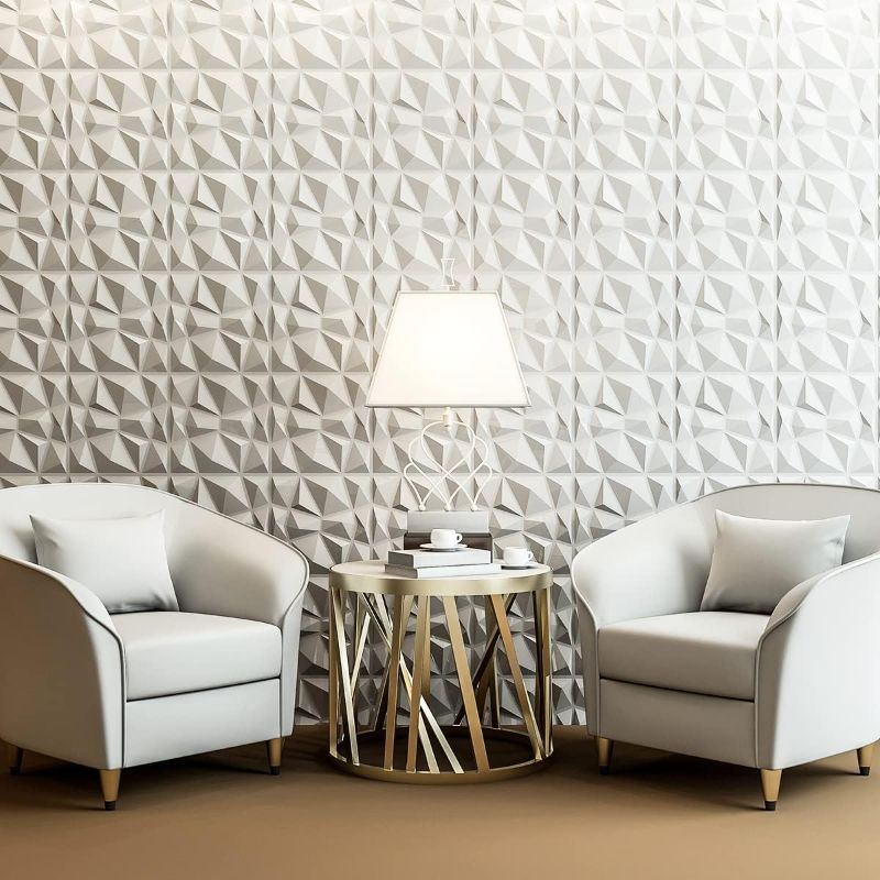 Photo 1 of Art3d Decorative 3D Wall Panels in Diamond Design, 12"x12" Matt White (33 Pack)