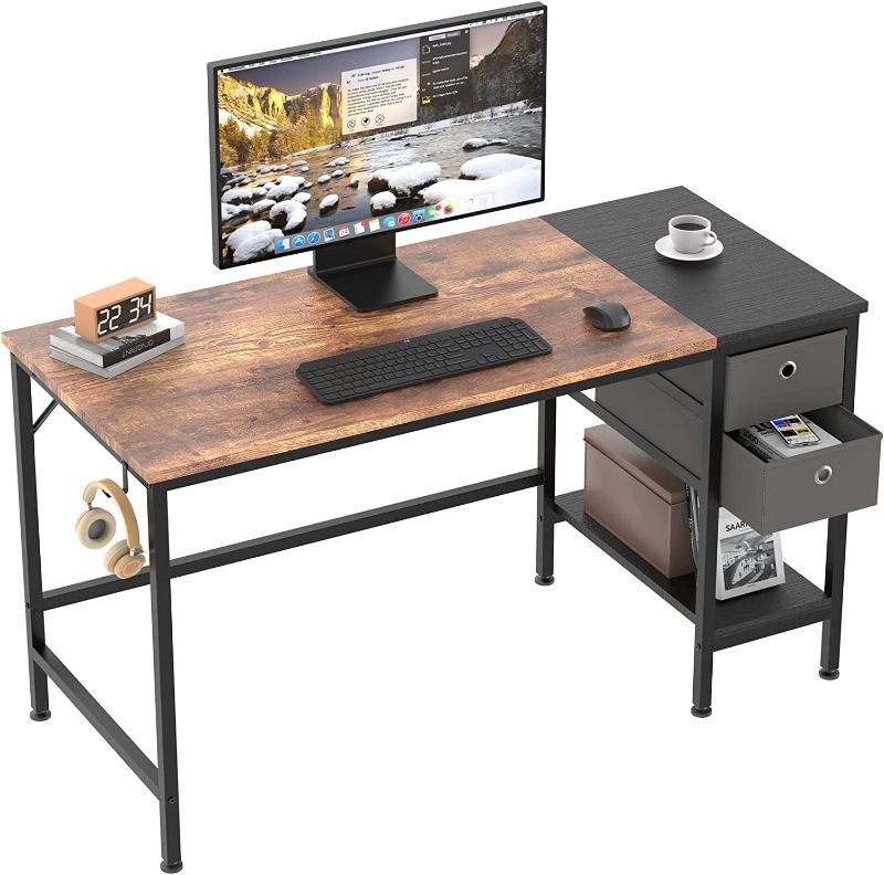 Photo 1 of HOMIDEC Office Desk, Computer Desk with Drawers 47" Study Writing Desks for Home with Storage Shelves, Desks & Workstations for Home Office Bedroom
