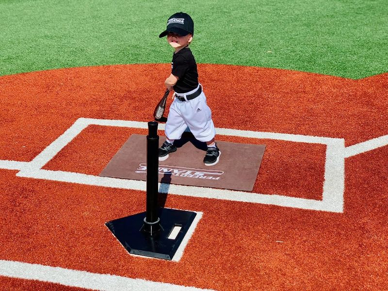 Photo 1 of Baseball, Softball and T-Ball Batter Stance Training Mat. Place Aid with Toes Facing Home Plate and Let the Player Take the Perfect Stance Every Time Without Help So They Can Focus On Hitting the Ball