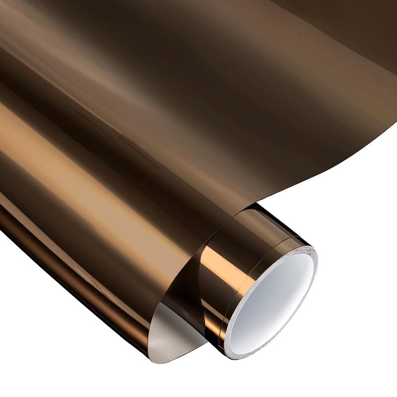 Photo 1 of VINYL FROG Brown Chrome Vinyl - 12"x60" Glossy Mirror Adhesive Vinyl Roll Brown Metallic Vinyl Craft Permanent Vinyl Works with Cameo and Other Cutters